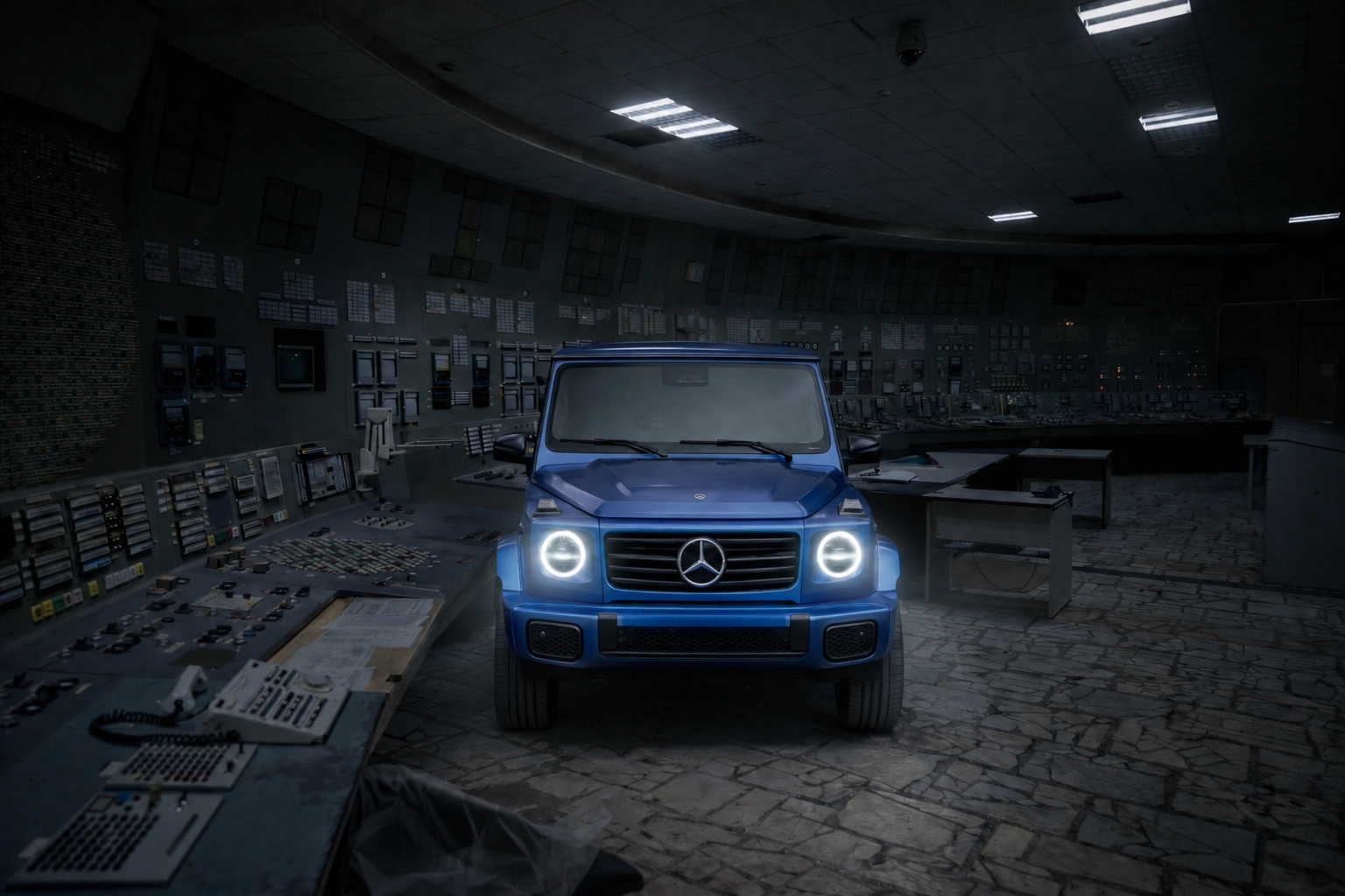 The same control room with the G-Class headlights on